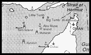 Island of Abu Musa in the middle of the Strait of Hormuz